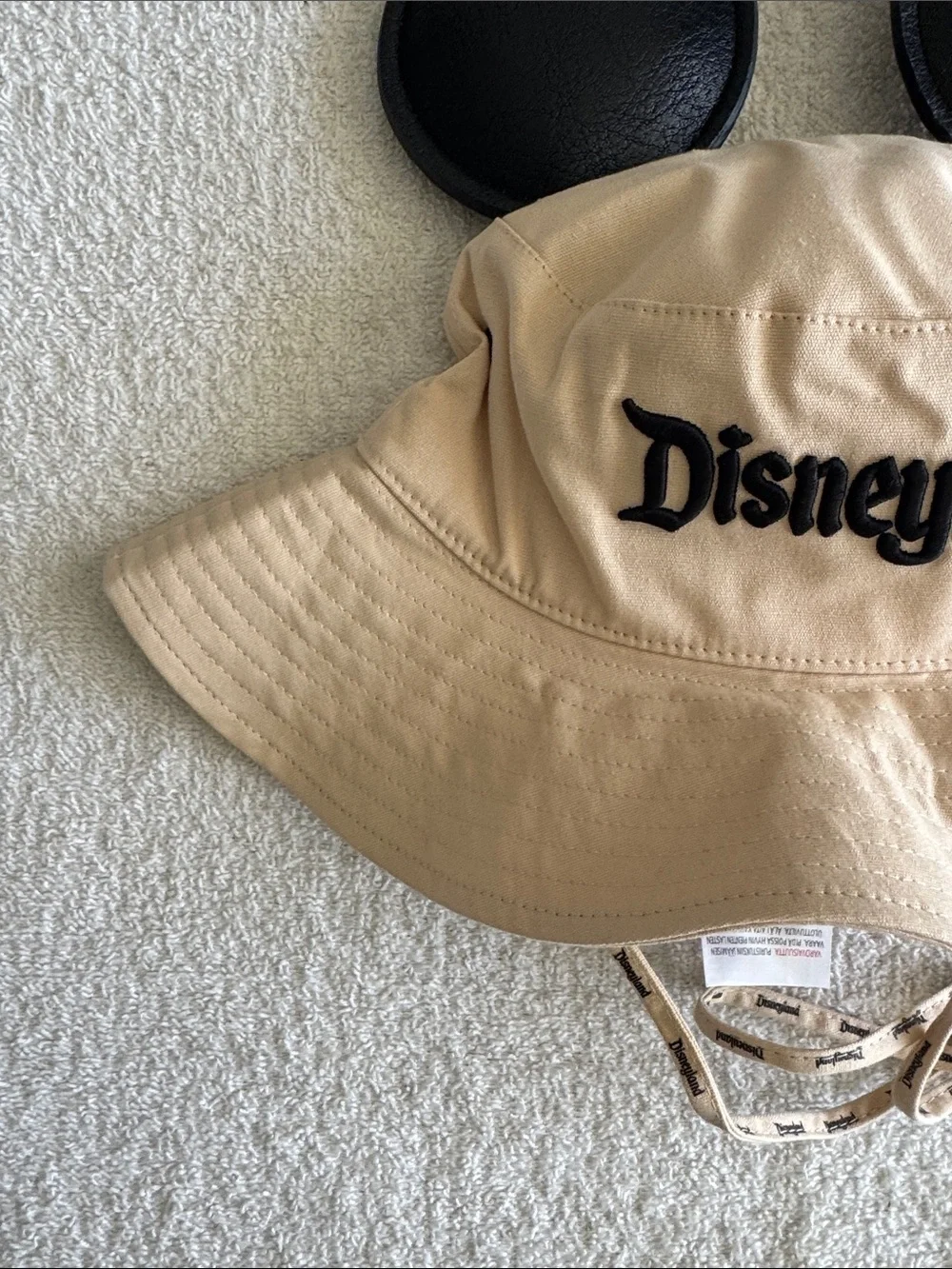 Disney Disneyland Beige Bucket Hat with Black Mickey Ears